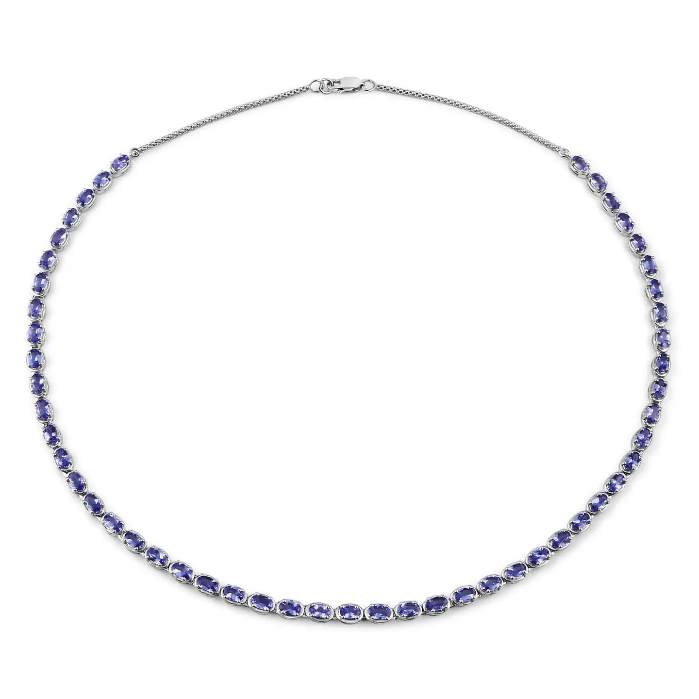 10.00 Carat Genuine Tanzanite .925 Sterling Silver Necklace