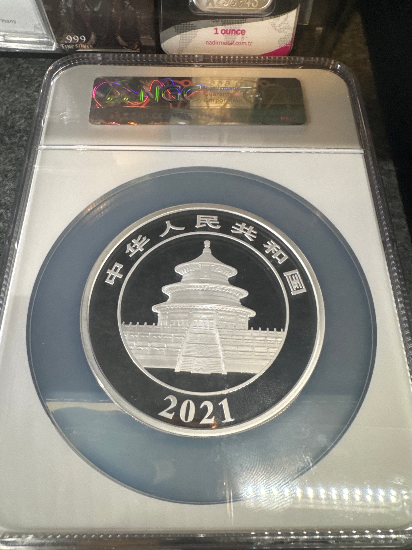 2021 150 gram (5.29109 oz) Silver Proof Panda First Release NGC Gem Proof