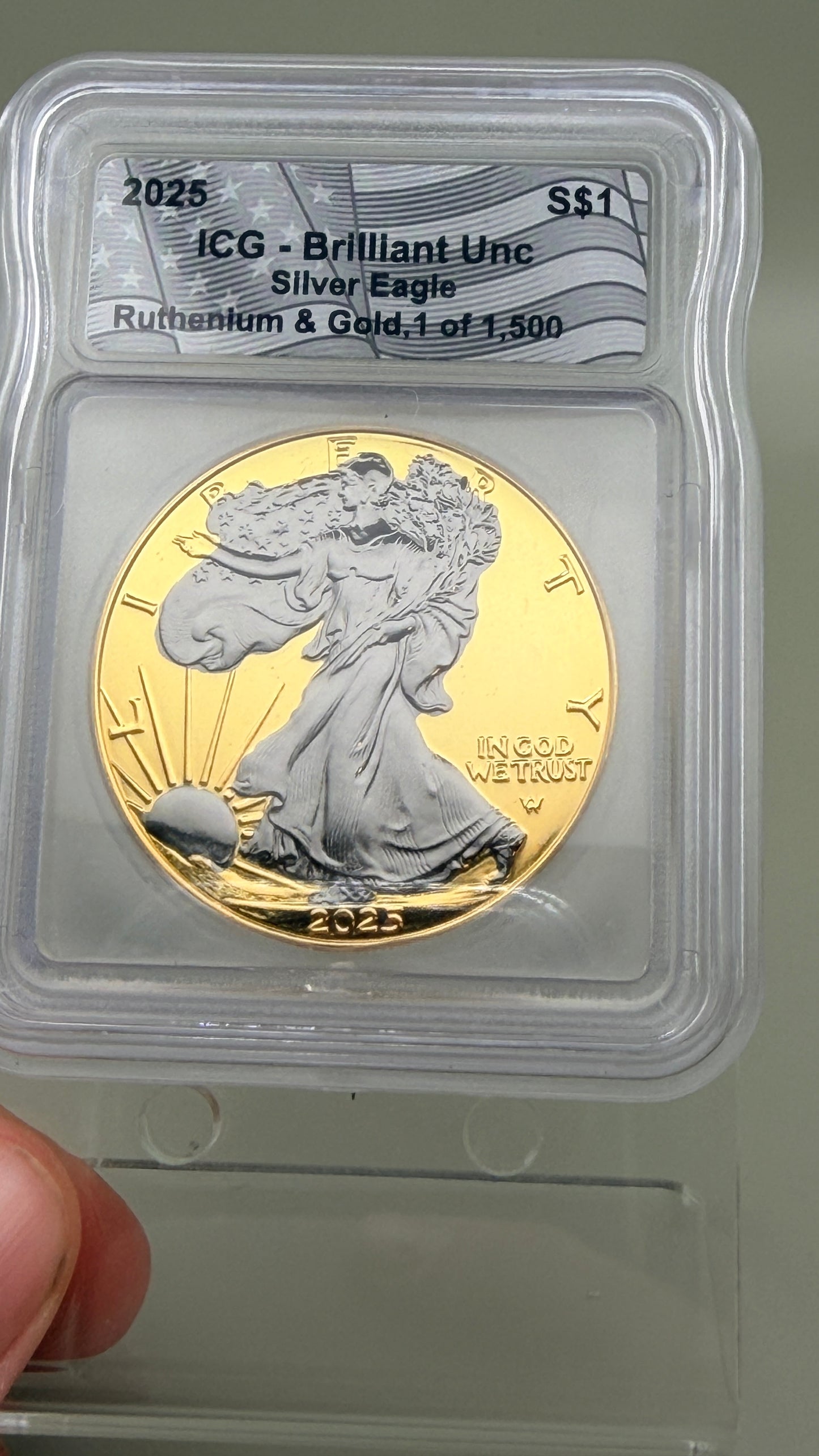 2025-W ICG Brilliant Unc Silver Eagle Ruthenium & Gold 1 of 1,500