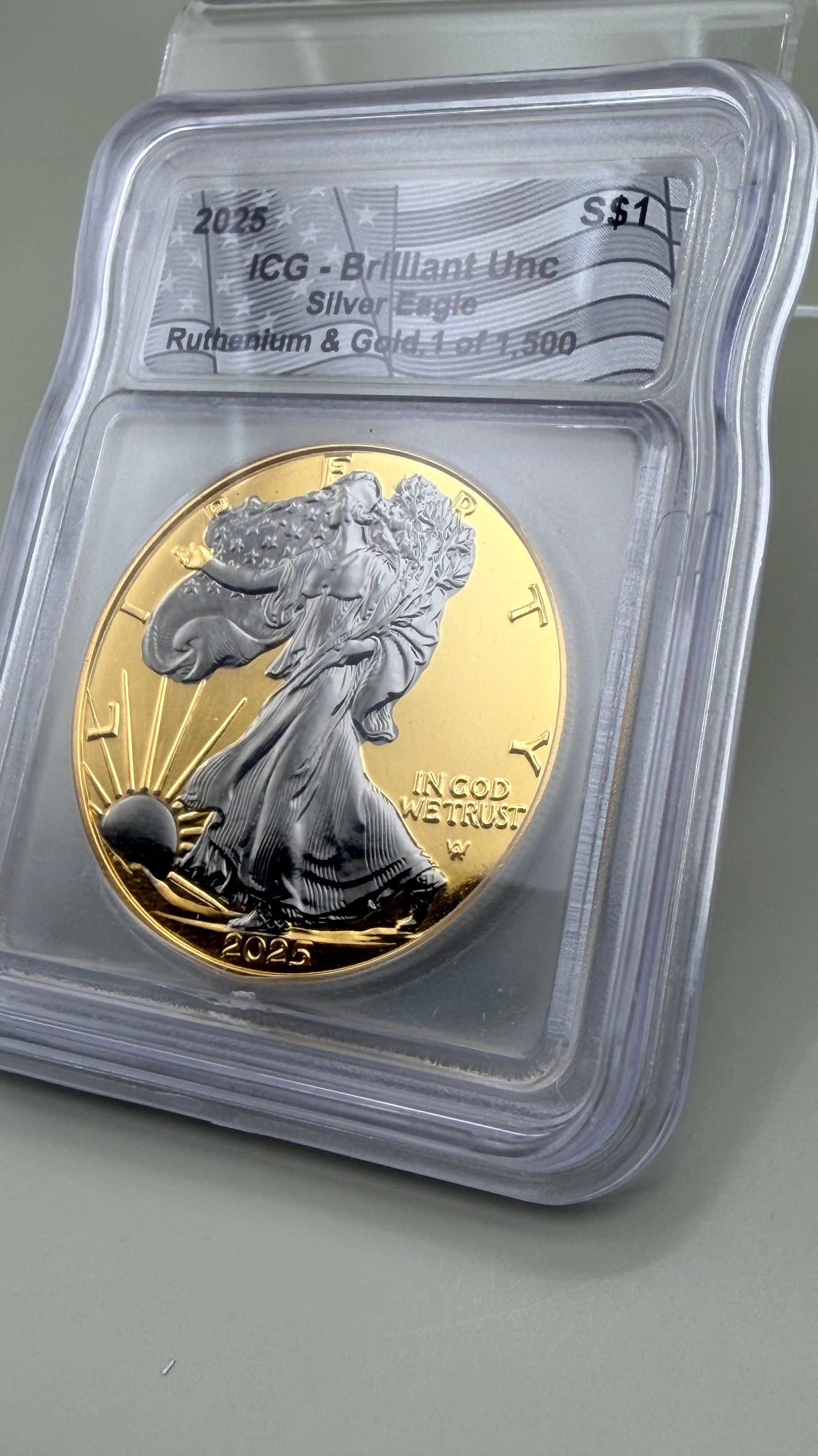 2025-W ICG Brilliant Unc Silver Eagle Ruthenium & Gold 1 of 1,500