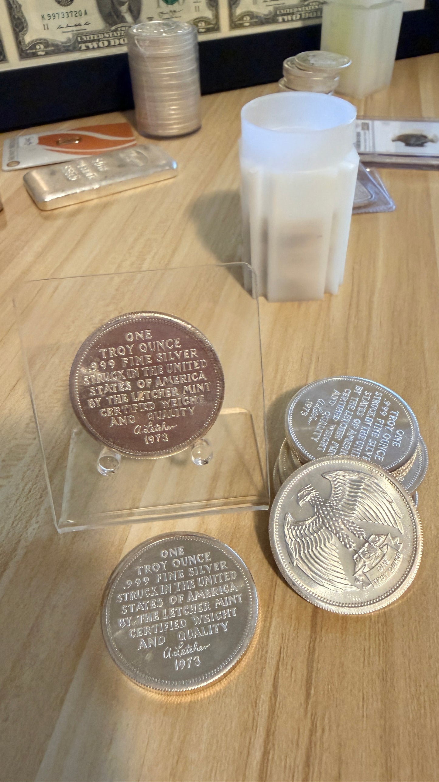 1973 One Troy Ounce .999 Fine Silver Eagle Round The Letcher Mint