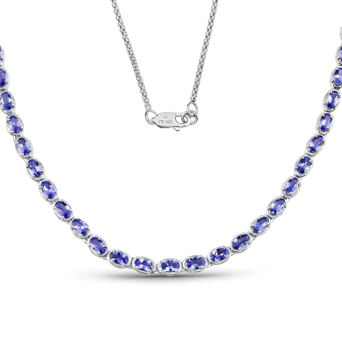 10.00 Carat Genuine Tanzanite .925 Sterling Silver Necklace
