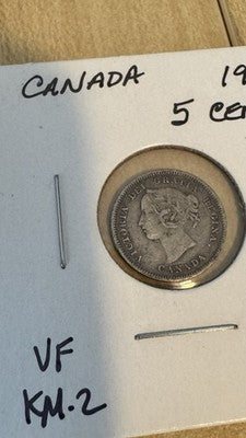 1901 Canada Victoria Silver 5 Cents - Au Choice Stunning Toning J/489