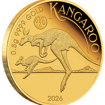 2026 australia kangaroo mini roo 0.5g gold bu coin in assay card perth mint