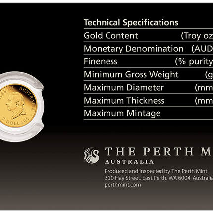 2026 australia kangaroo mini roo 0.5g gold bu coin in assay card perth mint