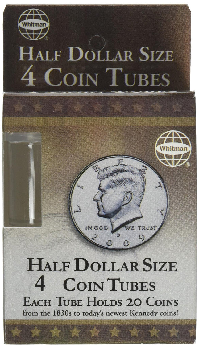 Whitman Half Dollar Size Coin Tubes: 4-Count