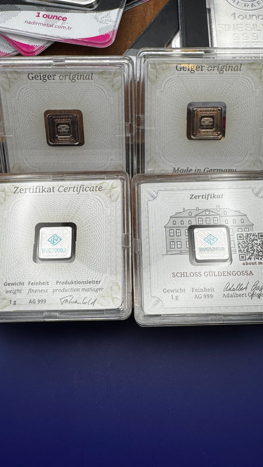 Geiger 1 GRAM PURE .999 SILVER BAR