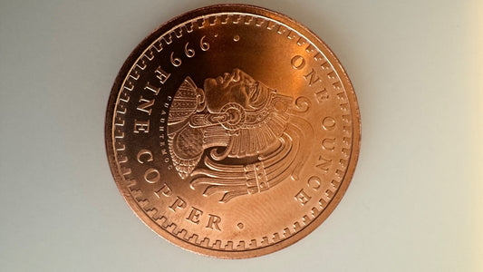 1 AVDP oz copper coin Aztec Mayan Calendar Cuauhtemoc