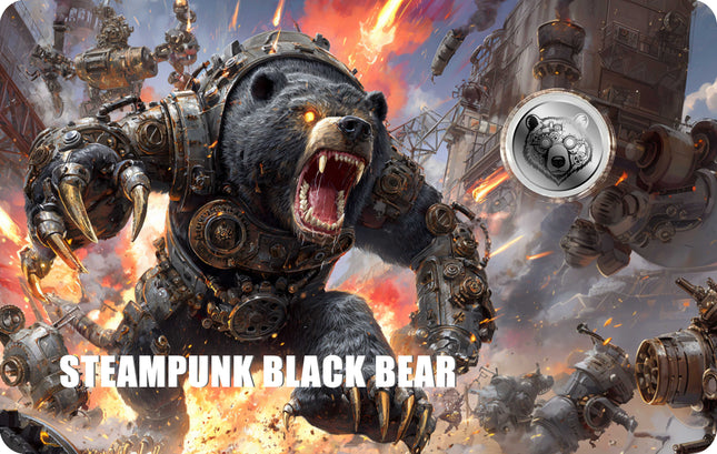 2026 Liberia Steampunk Black Bear 1/1000 oz Platinum Coin in Card (03/11)