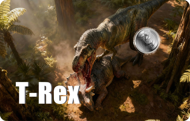 2026 Liberia T-Rex 1/1000 oz Platinum Coin in Card (03/10)