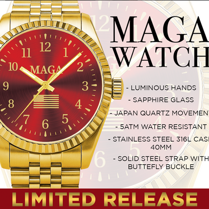 Gold & Red MAGA Watch