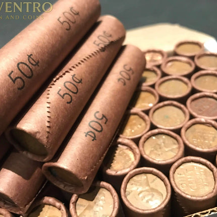 TIGHTLY CRIMPED ROLLS OF OLD WRAPPED WHEAT PENNIES Wholesale Wheat Cents