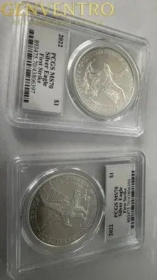 Silver American Eagle PCGS MS 70 First Strike Black Label Genventro