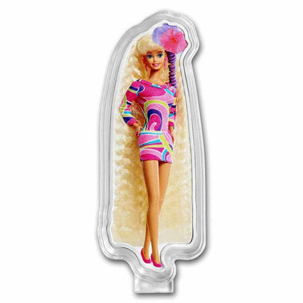 PAMP 1 oz Silver Totally Hair Barbie Shaped & Colorized Coin w/Box