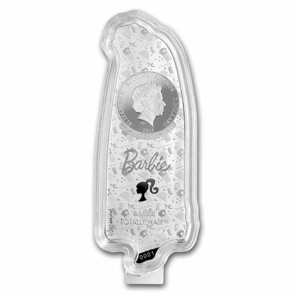 PAMP 1 oz Silver Totally Hair Barbie Shaped & Colorized Coin w/Box