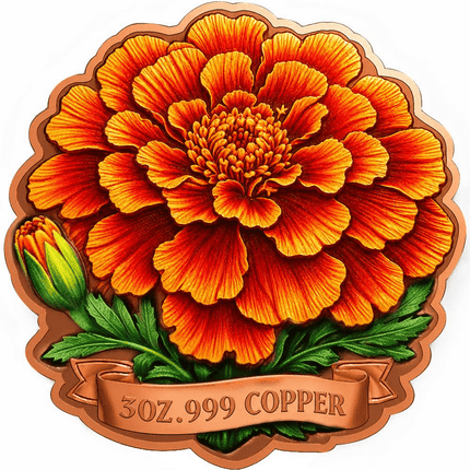 viva la muerte marigold shaped hr 3 oz copper medal (05/27) active offers, copper bullion, art bars/rounds