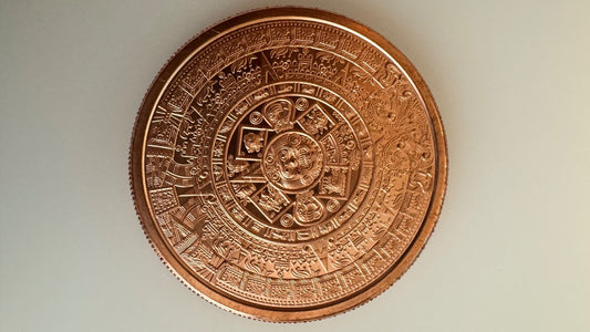 1 AVDP oz copper coin Aztec Mayan Calendar Cuauhtemoc