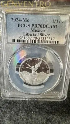 2024 Mo Mexico 1/4 oz Silver Libertad PR70 DCAM PCGS Blue Label Genventro