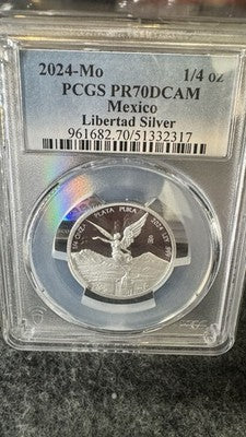 2024 Mo Mexico 1/4 oz Silver Libertad PR70 DCAM PCGS Blue Label