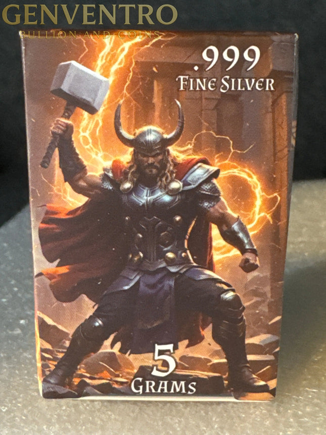 Thor 5 Gram Fine Silver Bar New in Box w/ COA Pan Silver Company Genventro