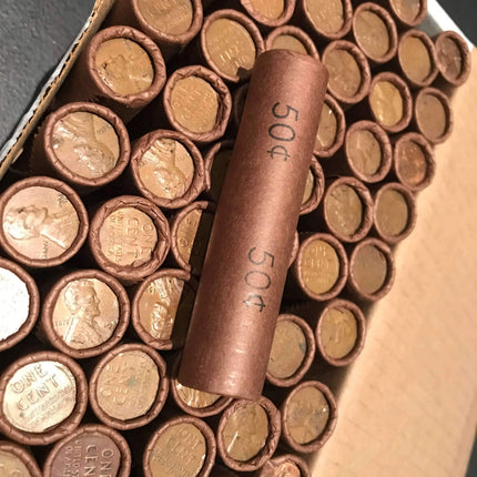 TIGHTLY CRIMPED ROLLS OF OLD WRAPPED WHEAT PENNIES Wholesale Wheat Cents