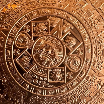 1 AVDP oz copper coin Aztec Mayan Calendar Cuauhtemoc Genventro