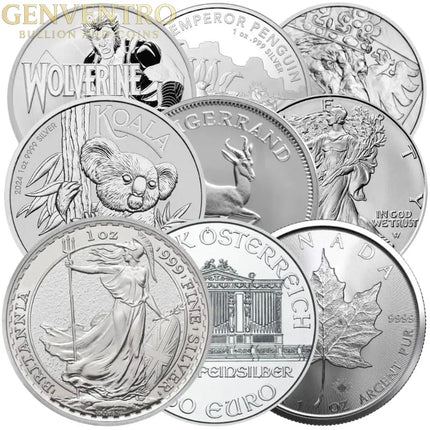 1 oz Silver Round – .999 Fine Silver Bullion – New BU Round Design Varies Genventro Bullion and Coins