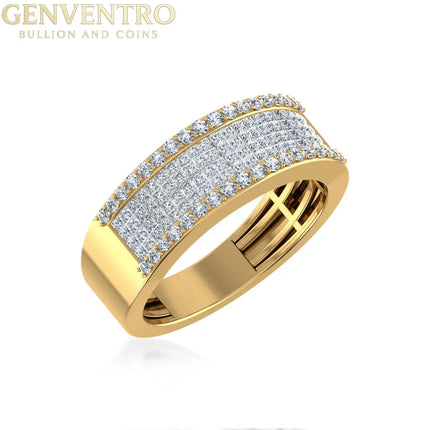 10K Yellow Gold Princess Diamond Mens Invisible Band 1-1/5 Cttw Diamond World