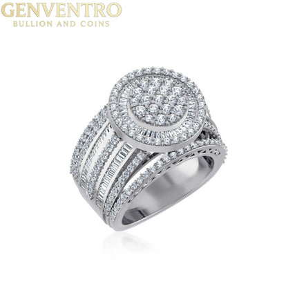 10K White Gold Round Baguette Diamond Designer Sz 7 Head Ladies Ring 2-1/3 Cttw Diamond World