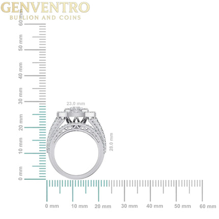 10K White Gold Round Baguette Diamond Designer Sz 7 Head Ladies Ring 2-1/3 Cttw Diamond World