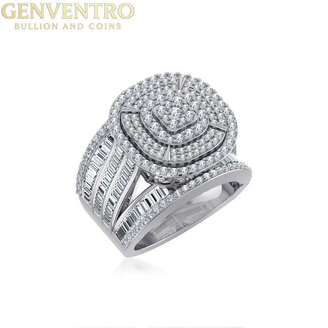 10K White Gold Round Diamond Designer Sz 7 Head Ladies Ring 2-1/3 Cttw Diamond World