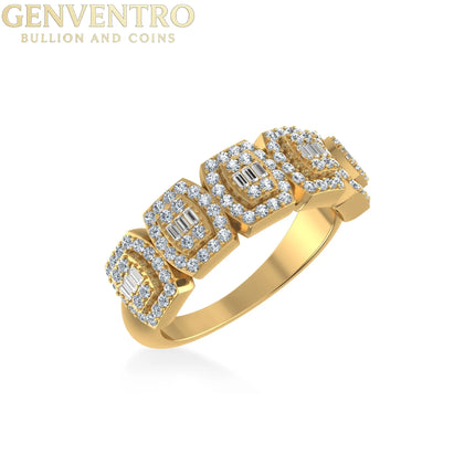 10K Yellow Gold Round Baguette Diamond Designer Womens Band Ring SZ 7 1/2 Cttw Diamond World