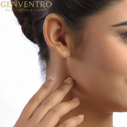 10K Yellow Gold Round Baguette Diamond Square Shape Designer Mens Stud Earring 1/3 Cttw Diamond World