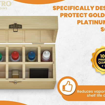 9 Slotted Large Wooden Bamboo Handcrafted Storage Box for Gold Silver Platinum Acid Jewelry Test Kit and Supplies GOLD TESTING EQUIPMENT
