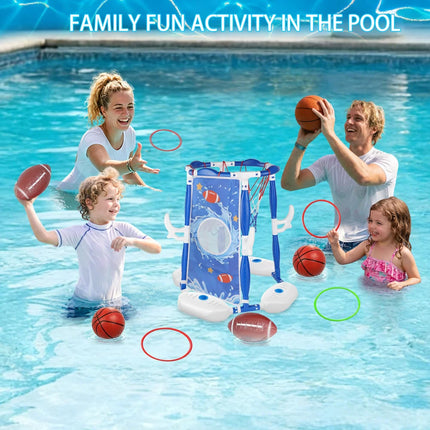 Pool Basketball Hoop, 3-in-1 Floating Basketball Hoop & Football Ring Games