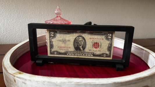 Framed 1953 US $2 Red Seal Note Legal Tender