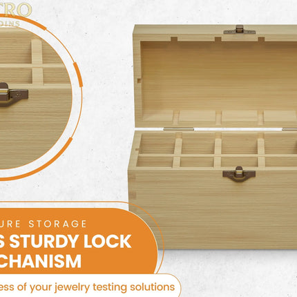 9 Slotted Large Wooden Bamboo Handcrafted Storage Box for Gold Silver Platinum Acid Jewelry Test Kit and Supplies GOLD TESTING EQUIPMENT