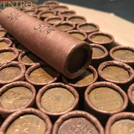 TIGHTLY CRIMPED ROLLS OF OLD WRAPPED WHEAT PENNIES Wholesale Wheat Cents