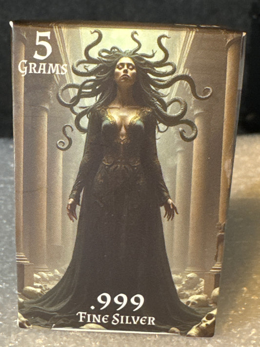 .999 Fine Silver, Pan Silver Company 5 Gram Bar Limited Medusa