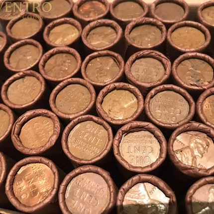 TIGHTLY CRIMPED ROLLS OF OLD WRAPPED WHEAT PENNIES Wholesale Wheat Cents