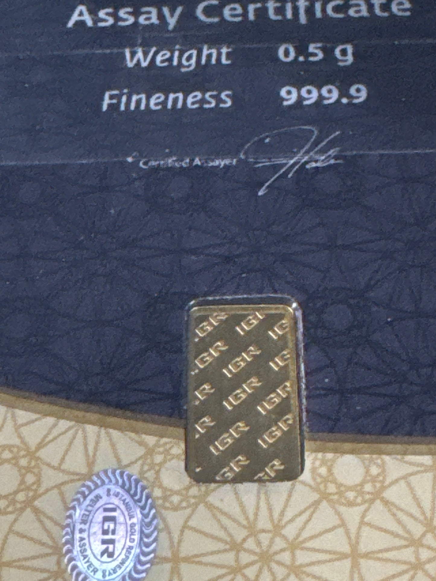 1/2 Gram Gold Bar - Istanbul Gold Refinery with Assay Certificate Card