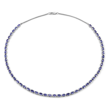 10.00 Carat Genuine Tanzanite .925 Sterling Silver Necklace