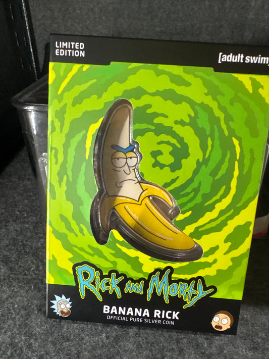 2024 1oz Limited Edition Pure .999 Silver Coin Rick & Morty Banana Rick Barbados