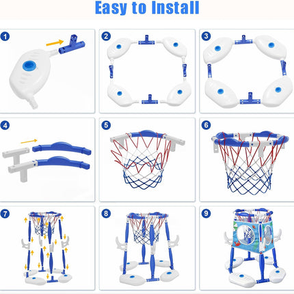 Pool Basketball Hoop 3-in-1 Basketball Football Ring Toss Games Pool Toy & Balls