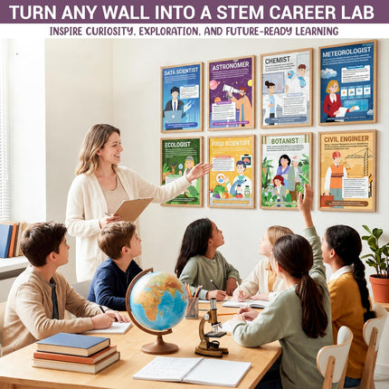 BrightenKidz Science Career Posters, 20 Pack 10x14 STEM Decor/Posters