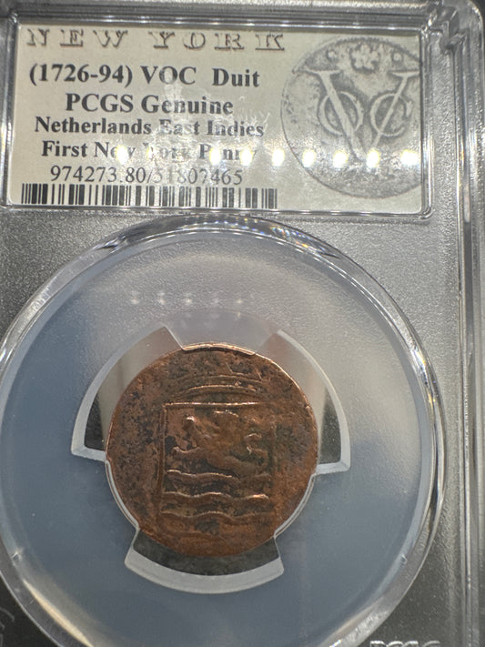 1726-1294 VOC Duit Netherlands East Indies PCGS Genuine WOW!