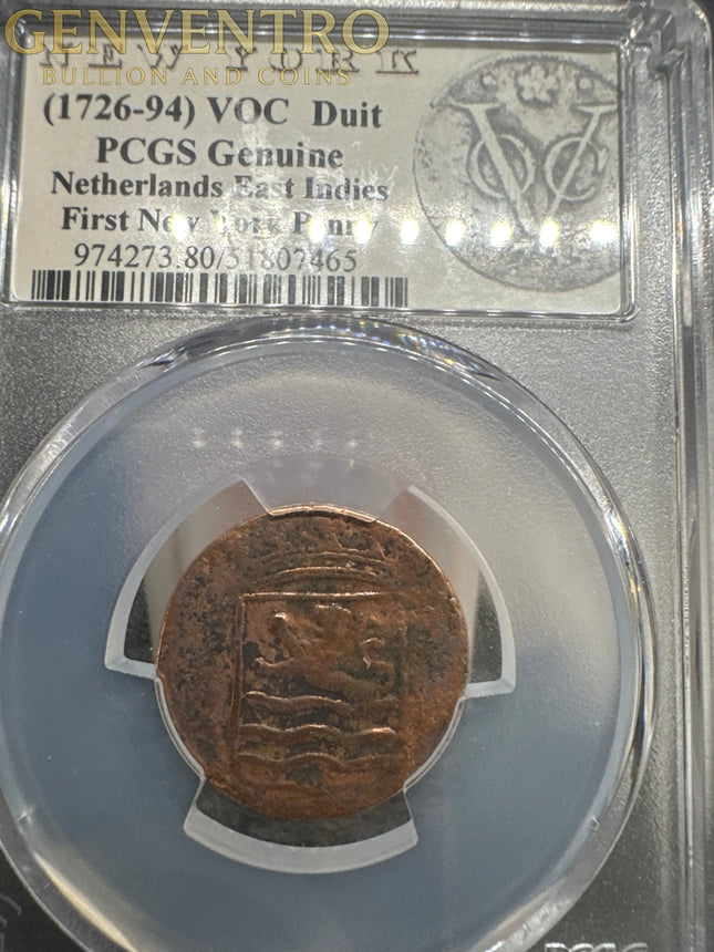 1726-1294 VOC Duit Netherlands East Indies PCGS Genuine WOW! Genventro