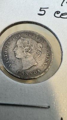1901 Canada Victoria Silver 5 Cents - Au Choice Stunning Toning J/489