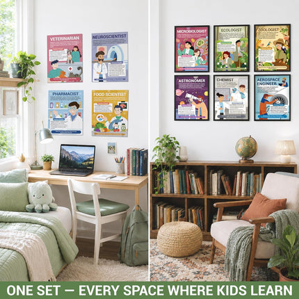 BrightenKidz Science Career Posters, 20 Pack 10x14 STEM Decor/Posters