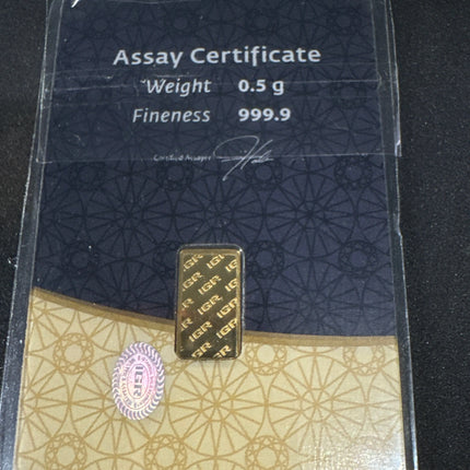 1/2 Gram Gold Bar - Istanbul Gold Refinery with Assay Certificate Card Genventro